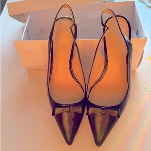Nine W. slingback black bow shoes